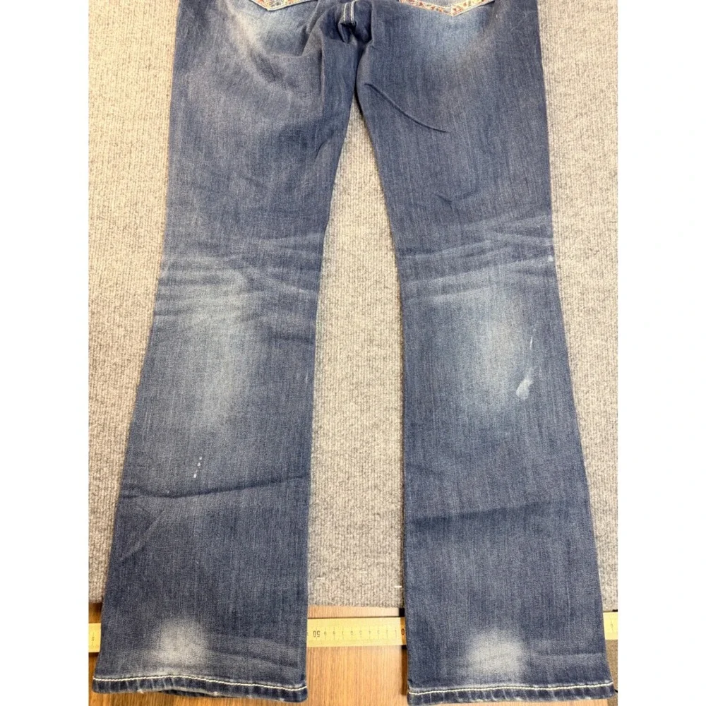 Miss Me Signature Boot Jeans 29 Blue Denim Embroidered Y2K Bootcut Stretch Women